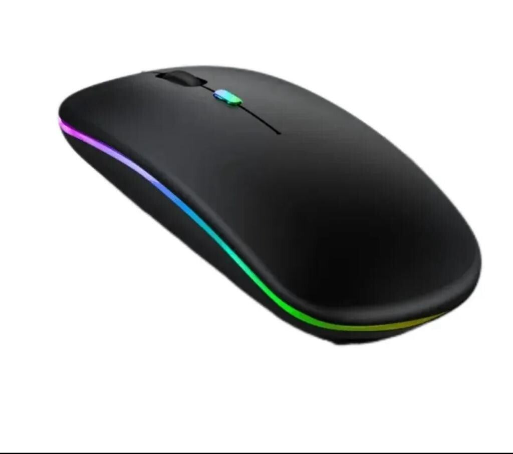 Experience Ultimate Comfort and Style with Our Slim Silent Rechargeable Wireless Mouse - RGB LED Design for Macbook, Laptop, and PC