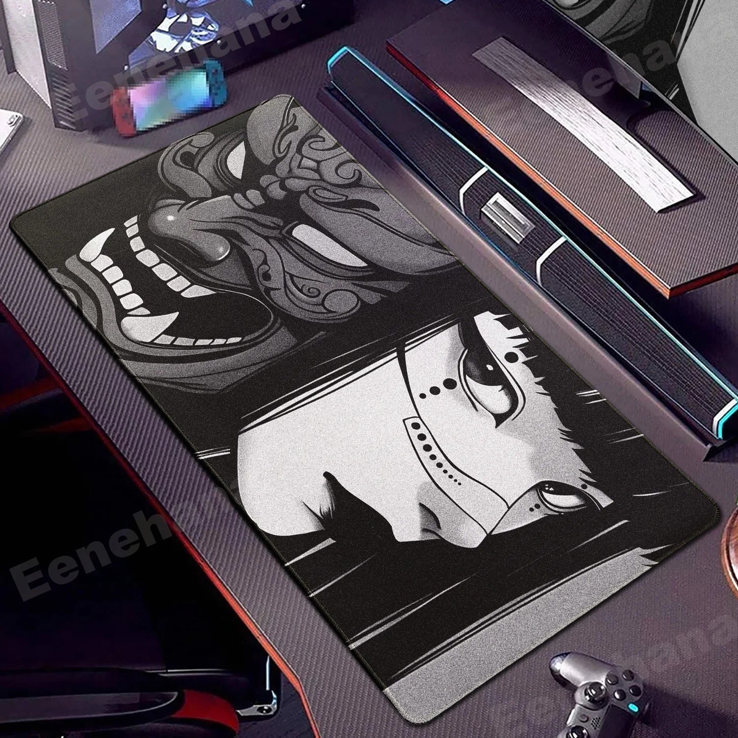 Elevate Your Gaming Experience with the Japanese Mask Girl XXL Non-Slip Mouse Pad - Perfect for Gamers and E-Sports Enthusiasts