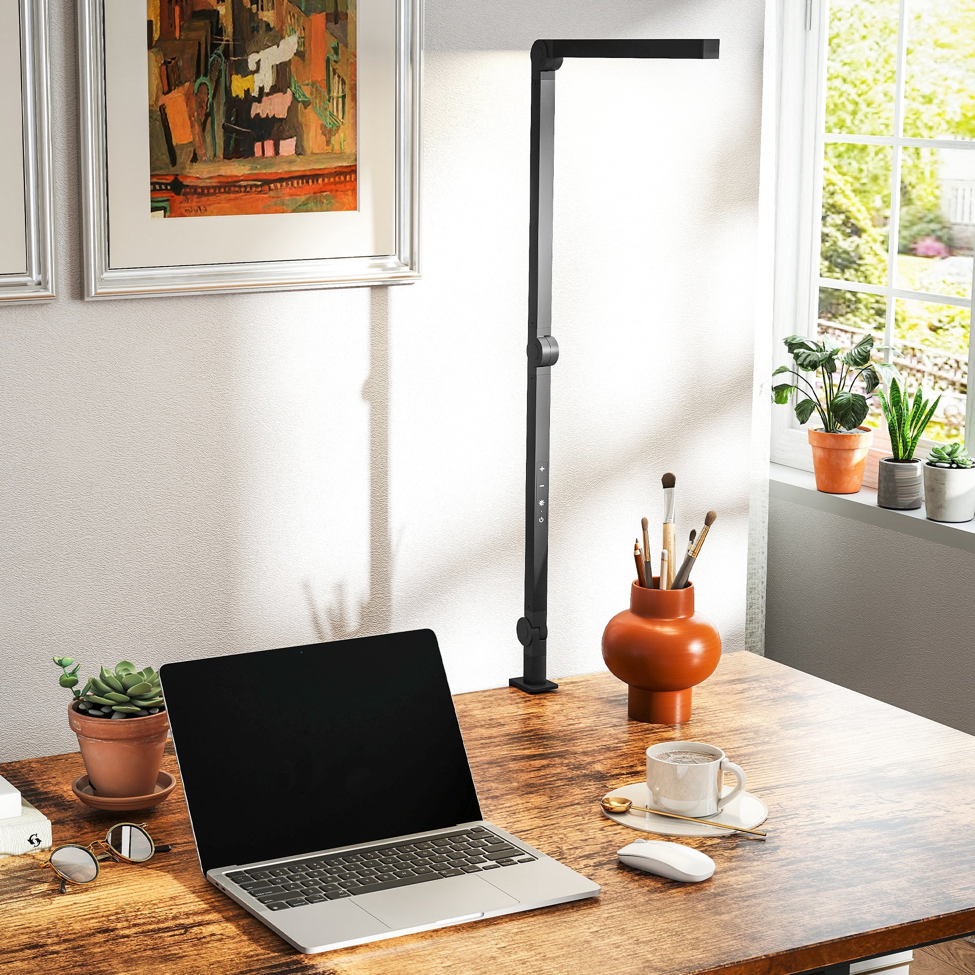 Versatile LED Desk Lamp with Dual Colour Modes - Dimmable Clamp Table Lamp for Study & Work - Sleek Black Design