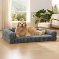 Luxurious Orthopedic Dog Bed for Extra Large Dogs - Waterproof Memory Foam with Supportive Sides, Non-Slip Design & Removable Corduroy Cover in Stylish Grey