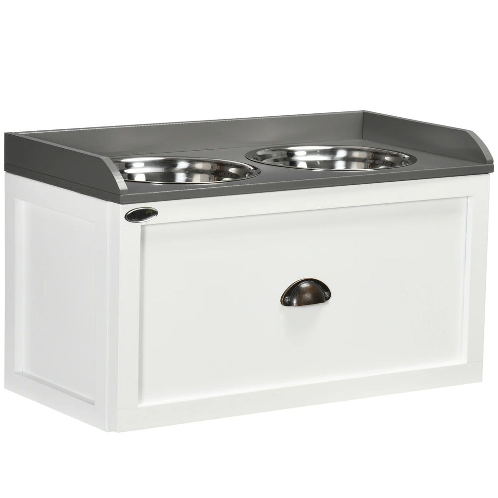 Elevate Your Pet's Dining Experience with Our Stylish Stainless Steel Raised Dog Bowl Featuring a Spacious 21L Storage Drawer for Large Dogs