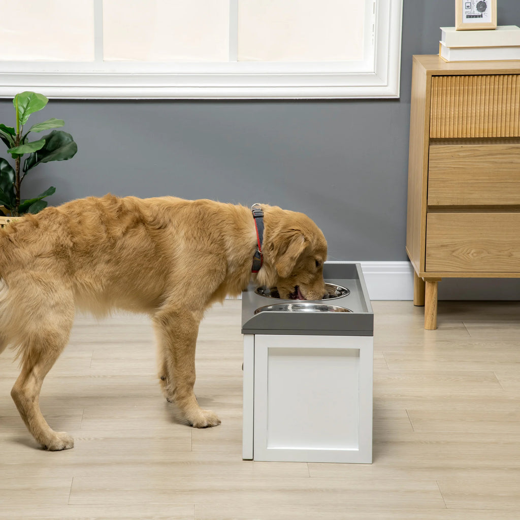Elevate Your Pet's Dining Experience with Our Stylish Stainless Steel Raised Dog Bowl Featuring a Spacious 21L Storage Drawer for Large Dogs