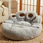 Indulge Your Dog with the Cozy Bear Paw Plush Bed - A Calming Non-Slip Cushion for Large Dogs