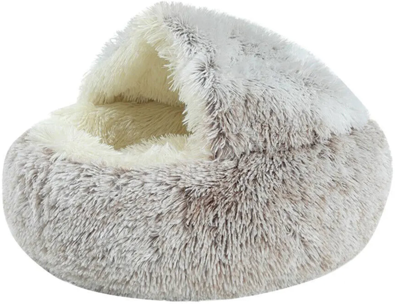 Indulge Your Pet with the Ultimate Hooded Faux Fur Cave Bed for Cats and Dogs - Soft, Cozy, and Calming Retreat