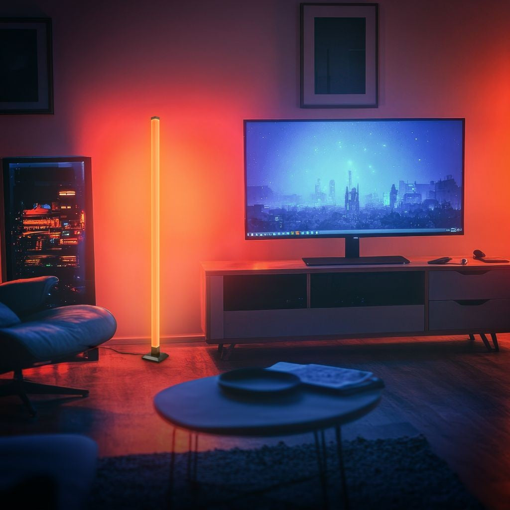 Ultimate RGB LED Floor Lamp - Create an Epic Gaming Ambience with Music Sync and Remote Control