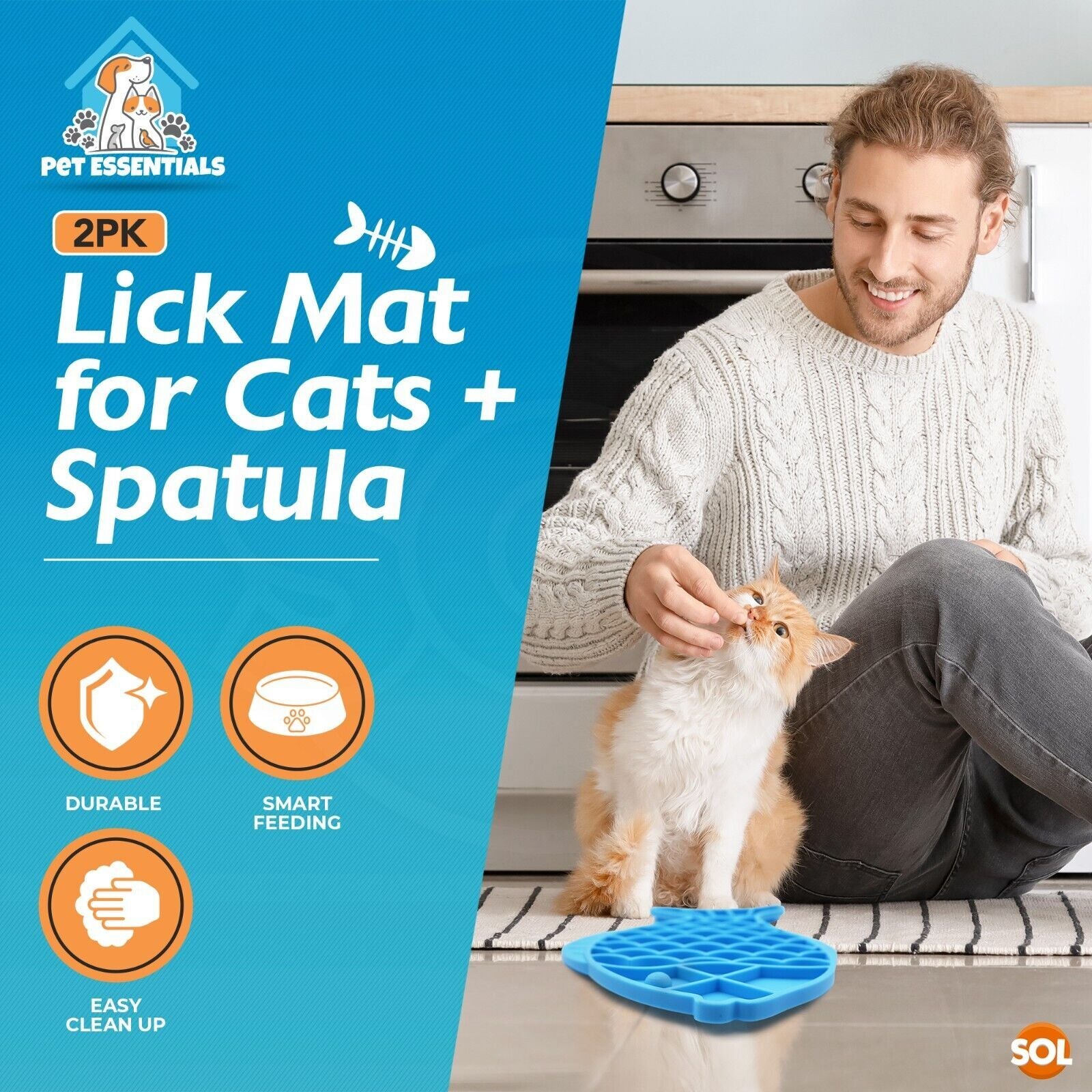 Elevate Your Pet's Mealtime with Our 2-Pack Silicone Lick Mats for Cats & Dogs - Includes Spatula & Strong Suction Cups!