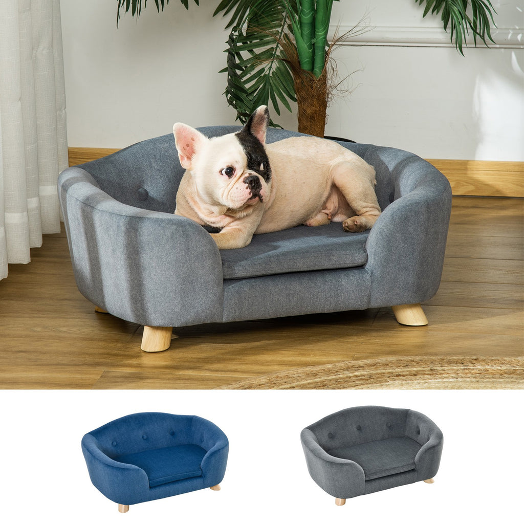 Luxurious Cozy Pet Sofa for Small Dogs & Cats - Elegant Wooden Frame with Removable Washable Cushion
