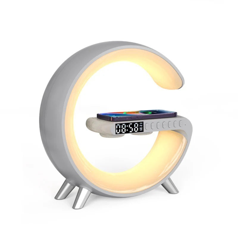 Revolutionary Smart G-Shaped LED Lamp: Bluetooth Speaker & Wireless Charger for a Stylish Home Atmosphere