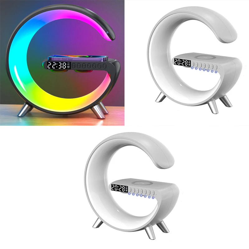 Revolutionary Smart G-Shaped LED Lamp: Bluetooth Speaker & Wireless Charger for a Stylish Home Atmosphere