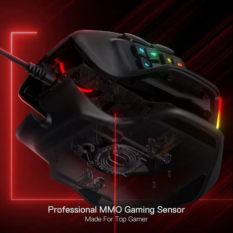 Unleash Your Gaming Potential with the M811 Aatrox Wired RGB MMO Gaming Mouse – 15 Customizable Buttons for Ultimate Control and Comfort