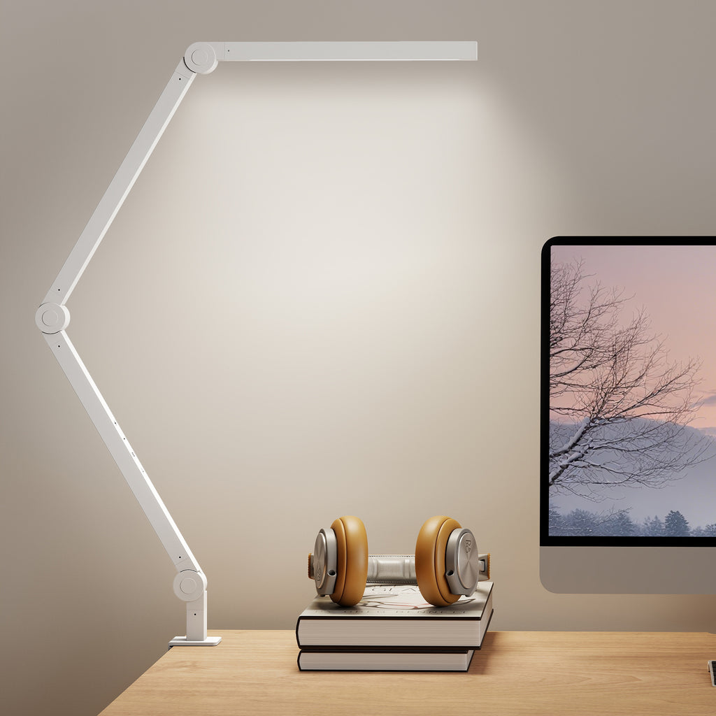Versatile LED Desk Lamp with Dual Colour Modes - Dimmable Clamp Table Lamp for Study & Work - Sleek Black Design