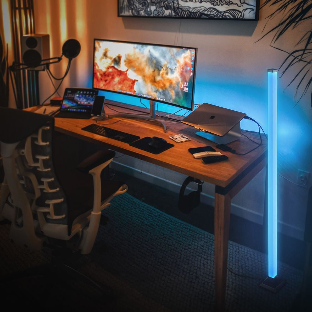 Ultimate RGB LED Floor Lamp - Create an Epic Gaming Ambience with Music Sync and Remote Control