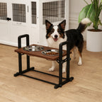 Elevate Your Dog's Dining Experience with Adjustable Raised Bowls - Stylish Brown Design with 4 Heights & 3 Angles