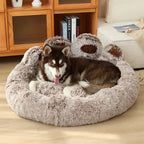 Indulge Your Dog with the Cozy Bear Paw Plush Bed - A Calming Non-Slip Cushion for Large Dogs