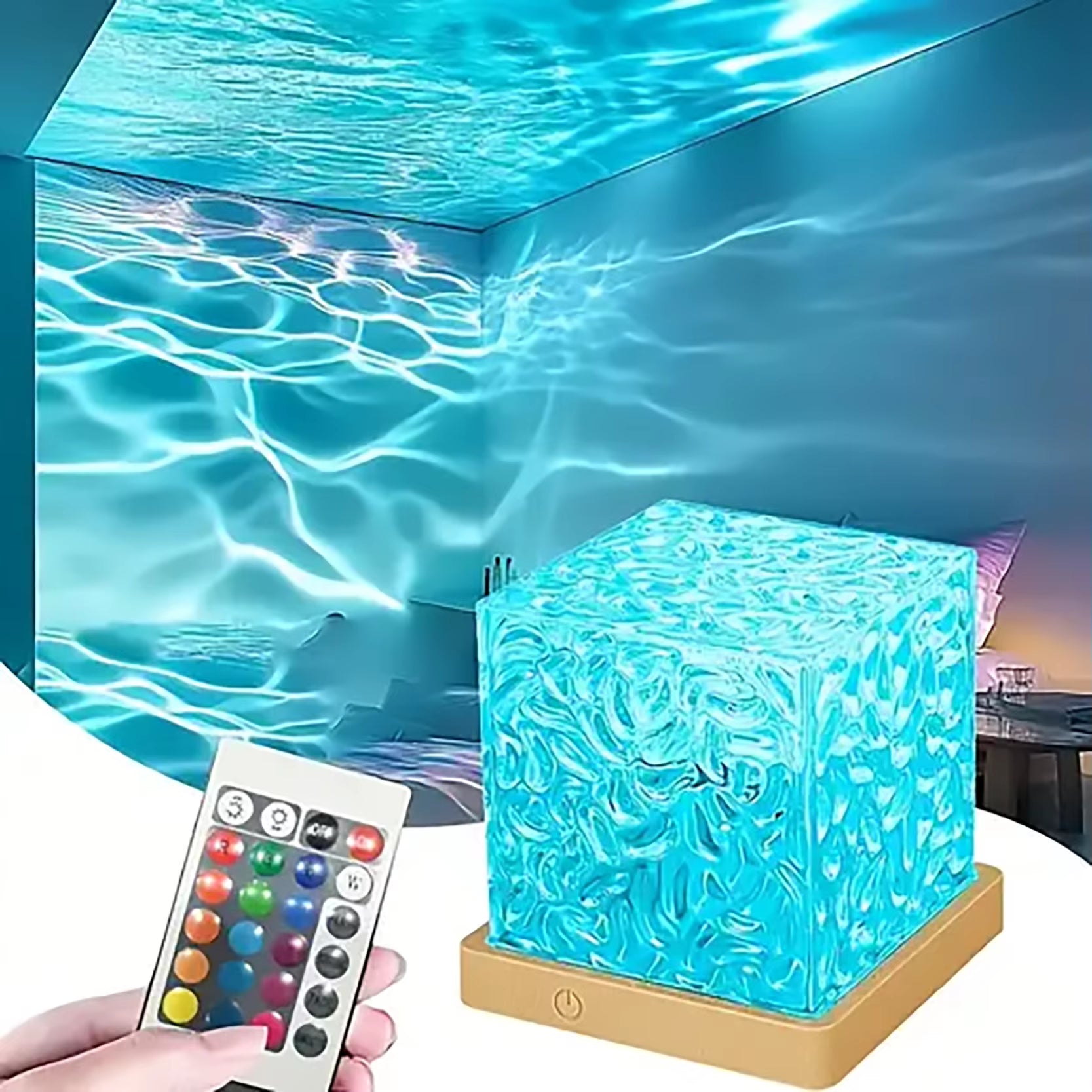 Illuminate Your World with the Ocean Wave Aurora Projector Light - 16 Captivating Colors & Convenient USB Remote Control!