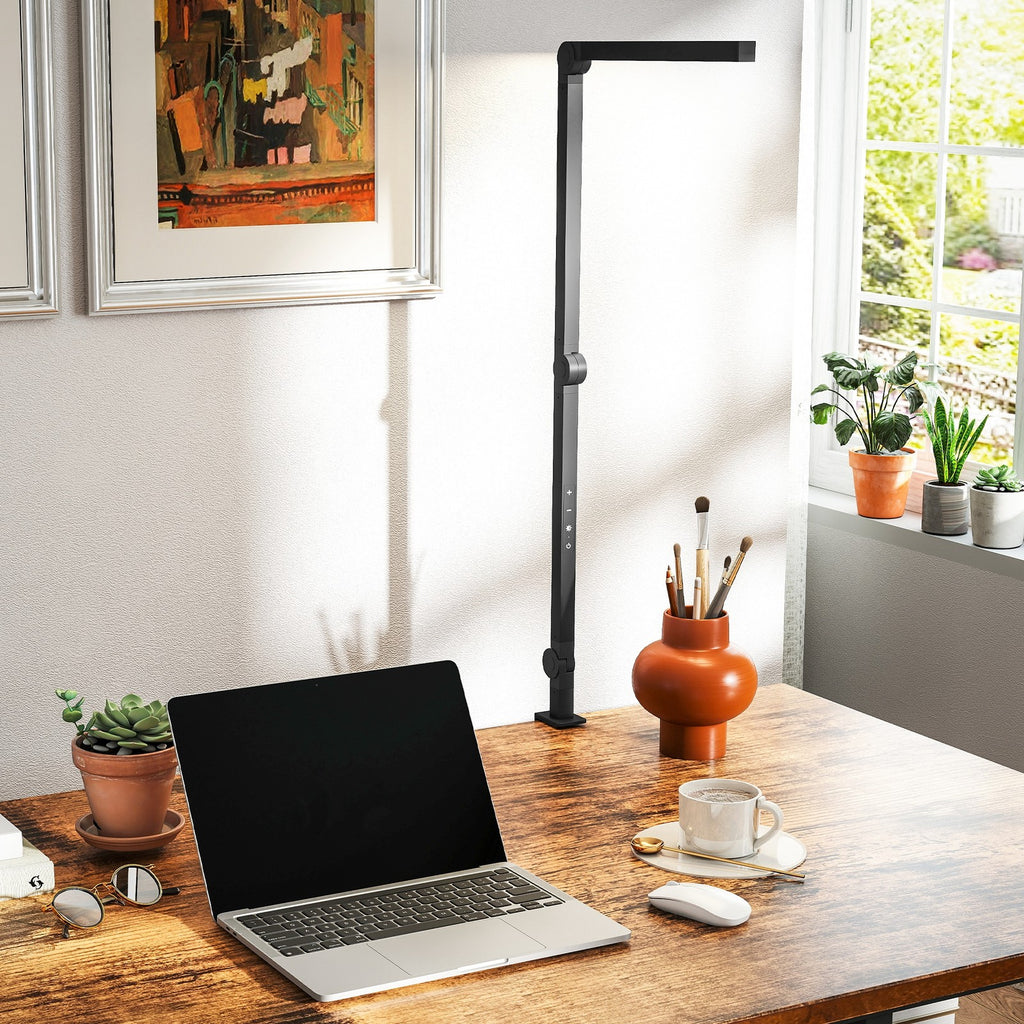 Versatile LED Desk Lamp with Dual Colour Modes - Dimmable Clamp Table Lamp for Study & Work - Sleek Black Design