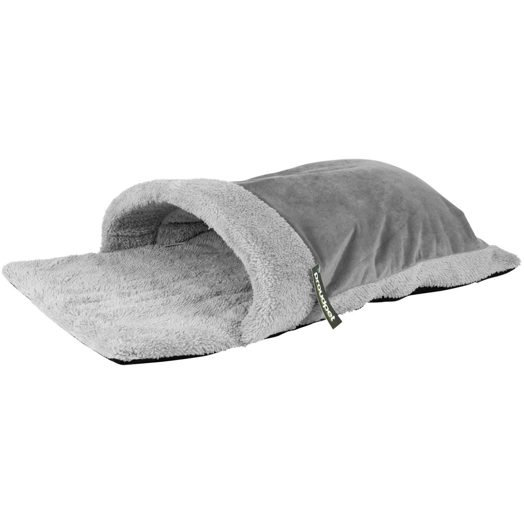 Luxurious Grey Fleece Cat Pouch Bed - Cozy Hideaway for Cats and Kittens