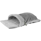 Luxurious Grey Fleece Cat Pouch Bed - Cozy Hideaway for Cats and Kittens