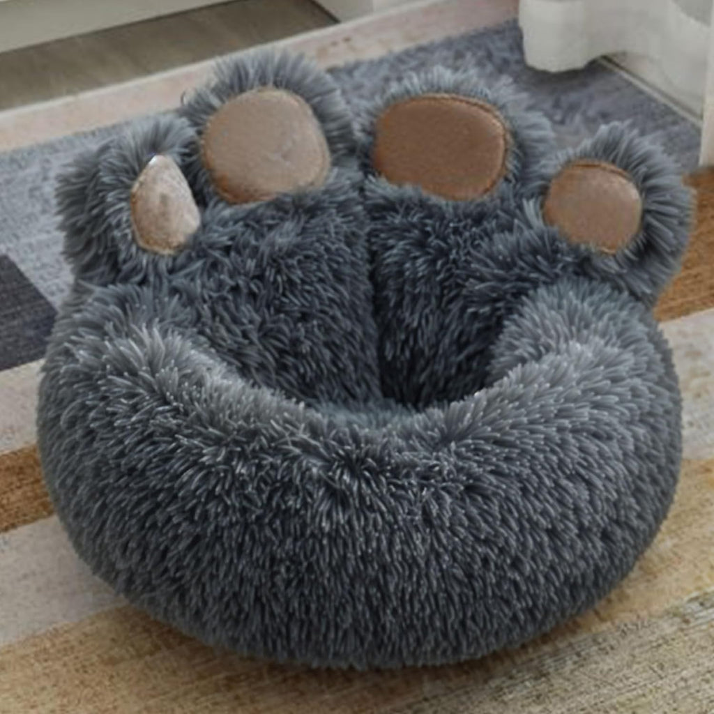 Indulge Your Dog with the Cozy Bear Paw Plush Bed - A Calming Non-Slip Cushion for Large Dogs
