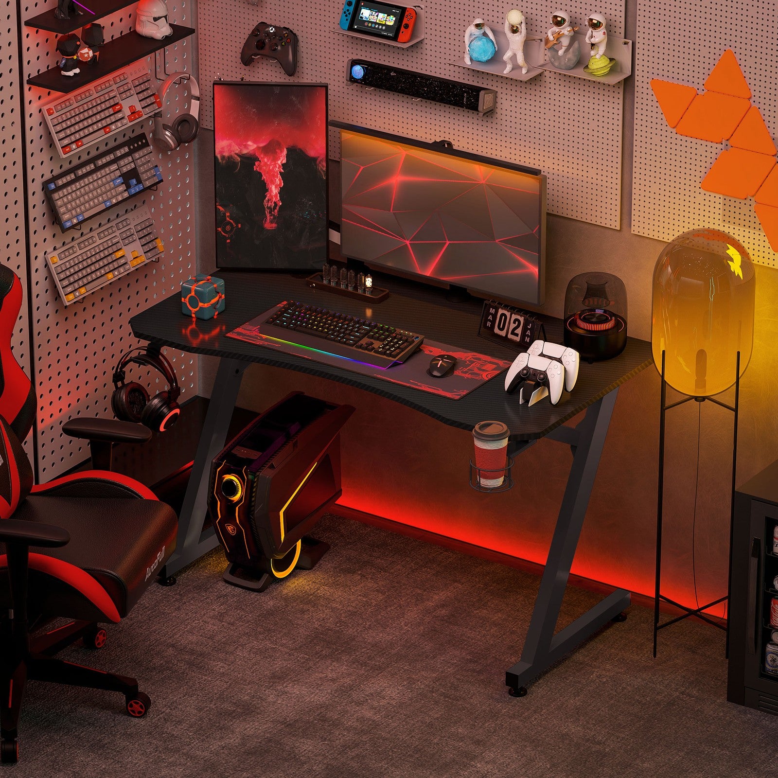 Transform Your Gaming Setup with the Sleek HOMCOM Adjustable Gaming Desk Featuring Steel Frame and Convenient Cup & Headphone Holder