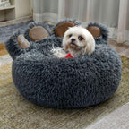 Indulge Your Dog with the Cozy Bear Paw Plush Bed - A Calming Non-Slip Cushion for Large Dogs