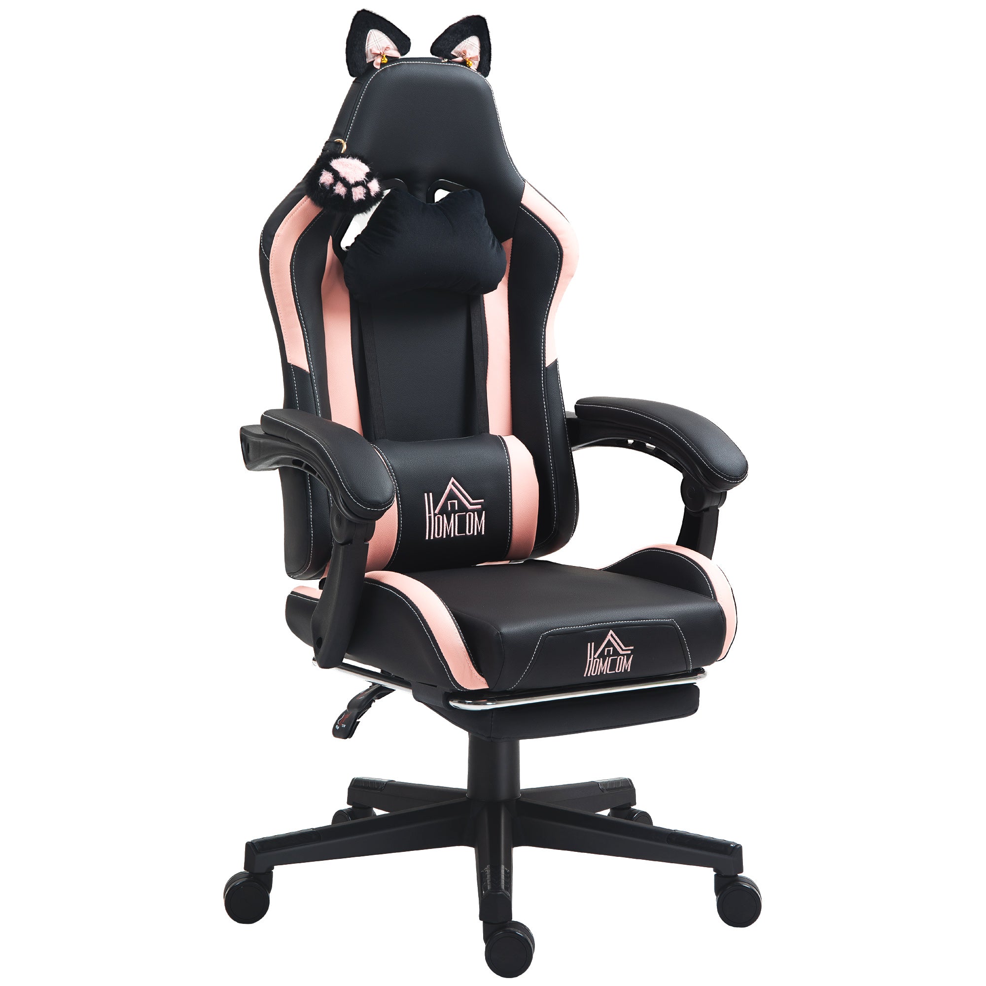 Experience Ultimate Comfort with the Ergonomic Racing Gaming Chair Featuring Recline and Footrest in Sleek Black Faux Leather