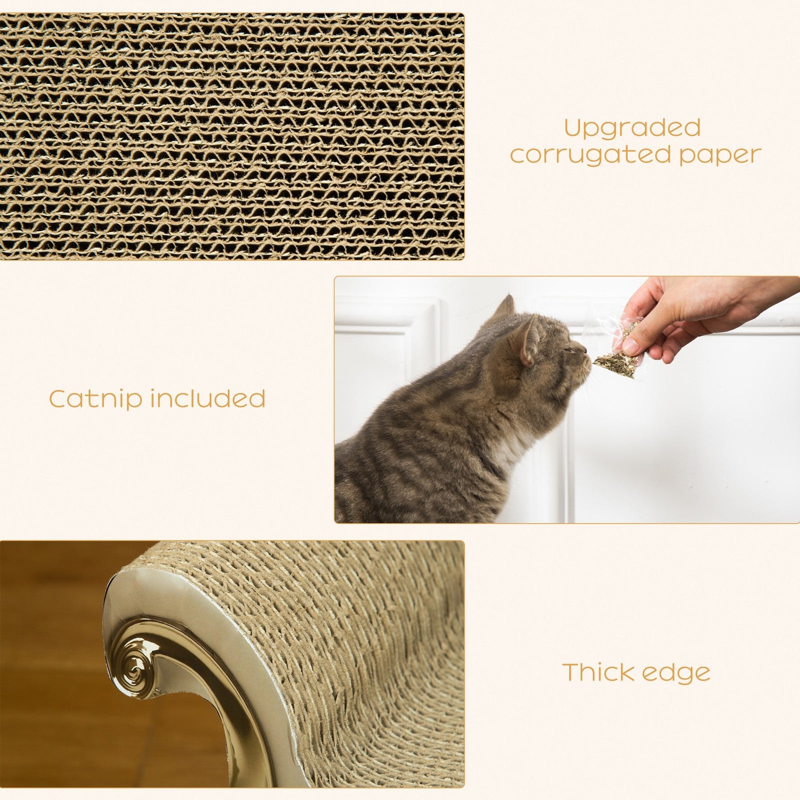 Deluxe Eco-Friendly Almond Cat Scratching Board with Catnip - The Perfect Play and Rest Spot for Your Feline Friend