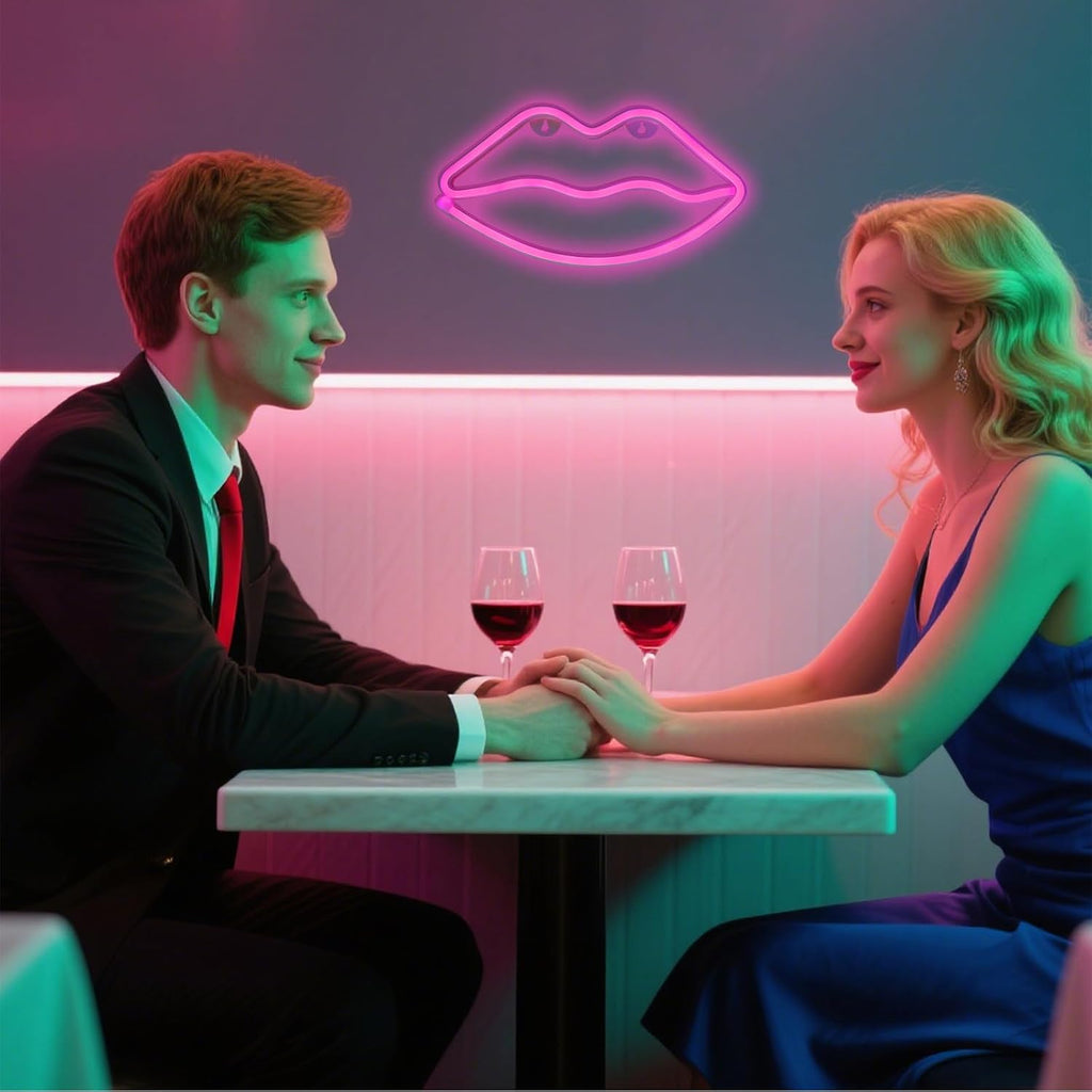 Illuminate Your Space with the Vibrant Pink LED Lips Neon Light - Perfect Decorative Wall Art for Bedrooms, Parties, and More!