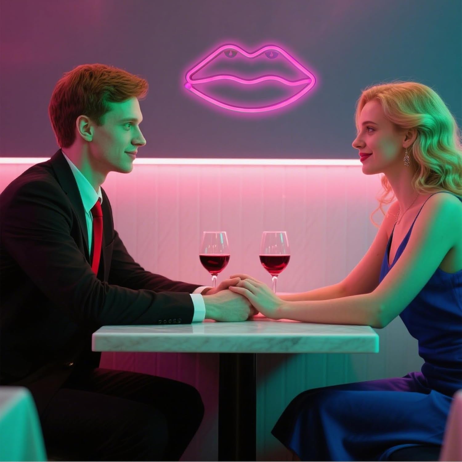 Illuminate Your Space with the Vibrant Pink LED Lips Neon Light - Perfect Decorative Wall Art for Bedrooms, Parties, and More!