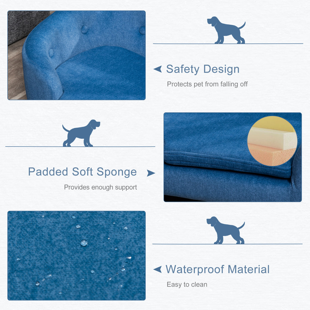 Luxurious Cozy Pet Sofa for Small Dogs & Cats - Elegant Wooden Frame with Removable Washable Cushion