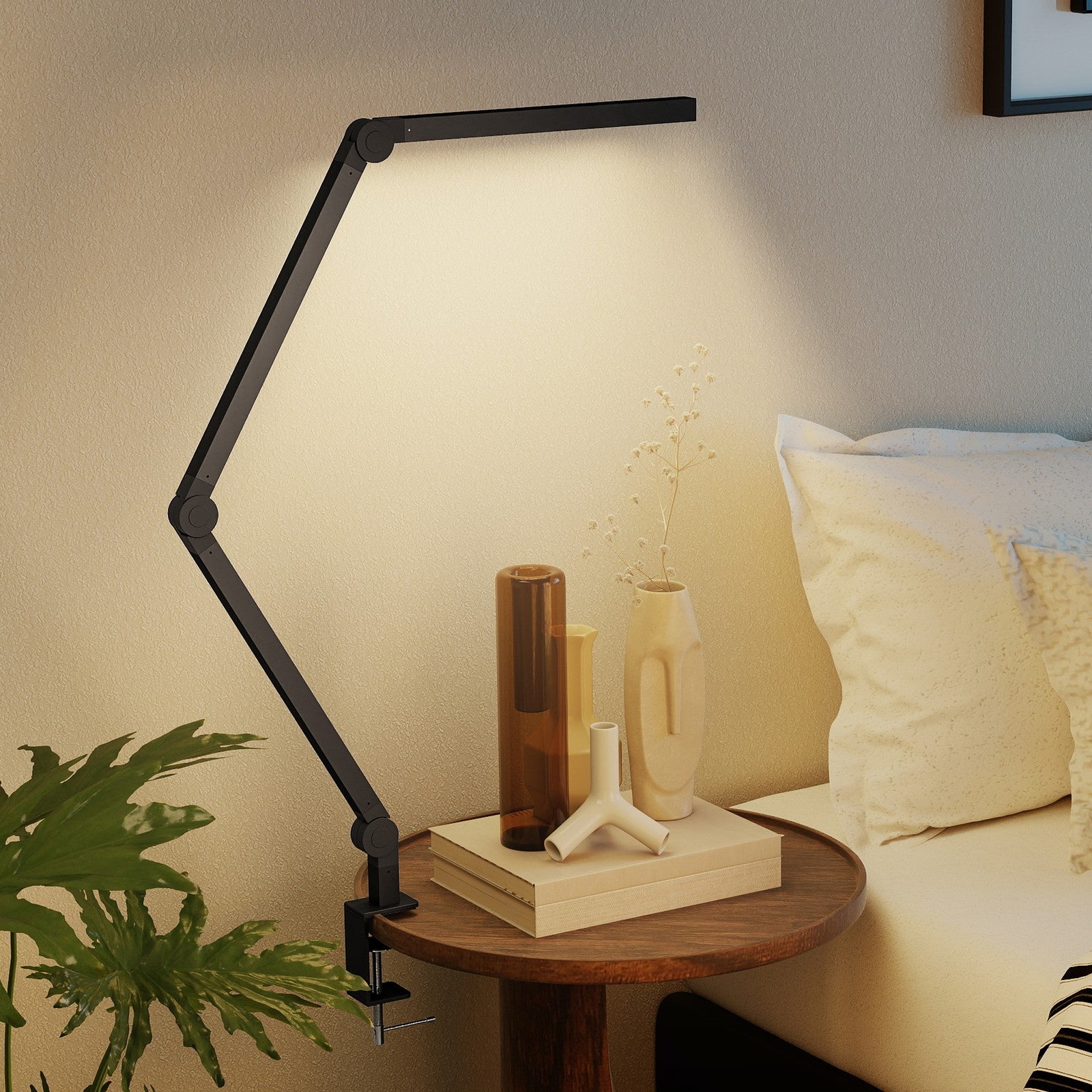 Versatile LED Desk Lamp with Dual Colour Modes - Dimmable Clamp Table Lamp for Study & Work - Sleek Black Design