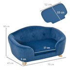 Luxurious Cozy Pet Sofa for Small Dogs & Cats - Elegant Wooden Frame with Removable Washable Cushion