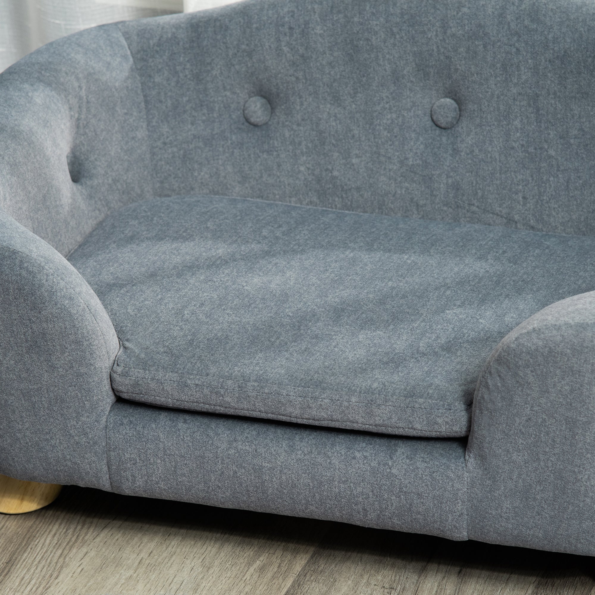 Luxurious Cozy Pet Sofa for Small Dogs & Cats - Elegant Wooden Frame with Removable Washable Cushion