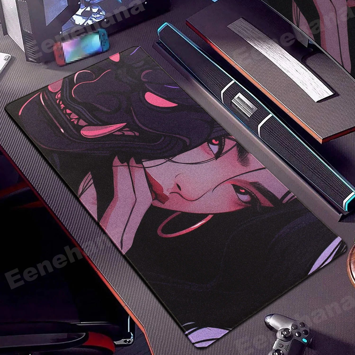 Elevate Your Gaming Experience with the Japanese Mask Girl XXL Non-Slip Mouse Pad - Perfect for Gamers and E-Sports Enthusiasts