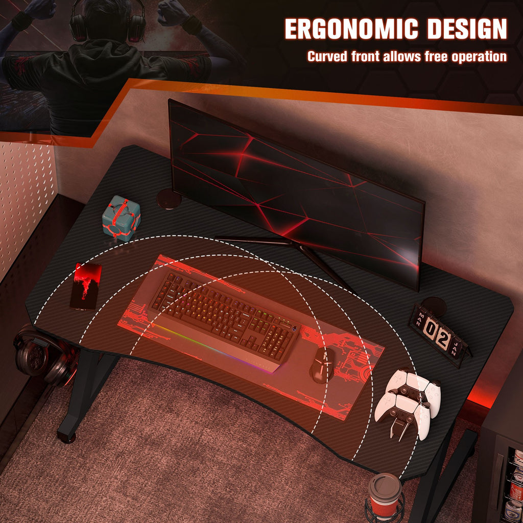 Transform Your Gaming Setup with the Sleek HOMCOM Adjustable Gaming Desk Featuring Steel Frame and Convenient Cup & Headphone Holder