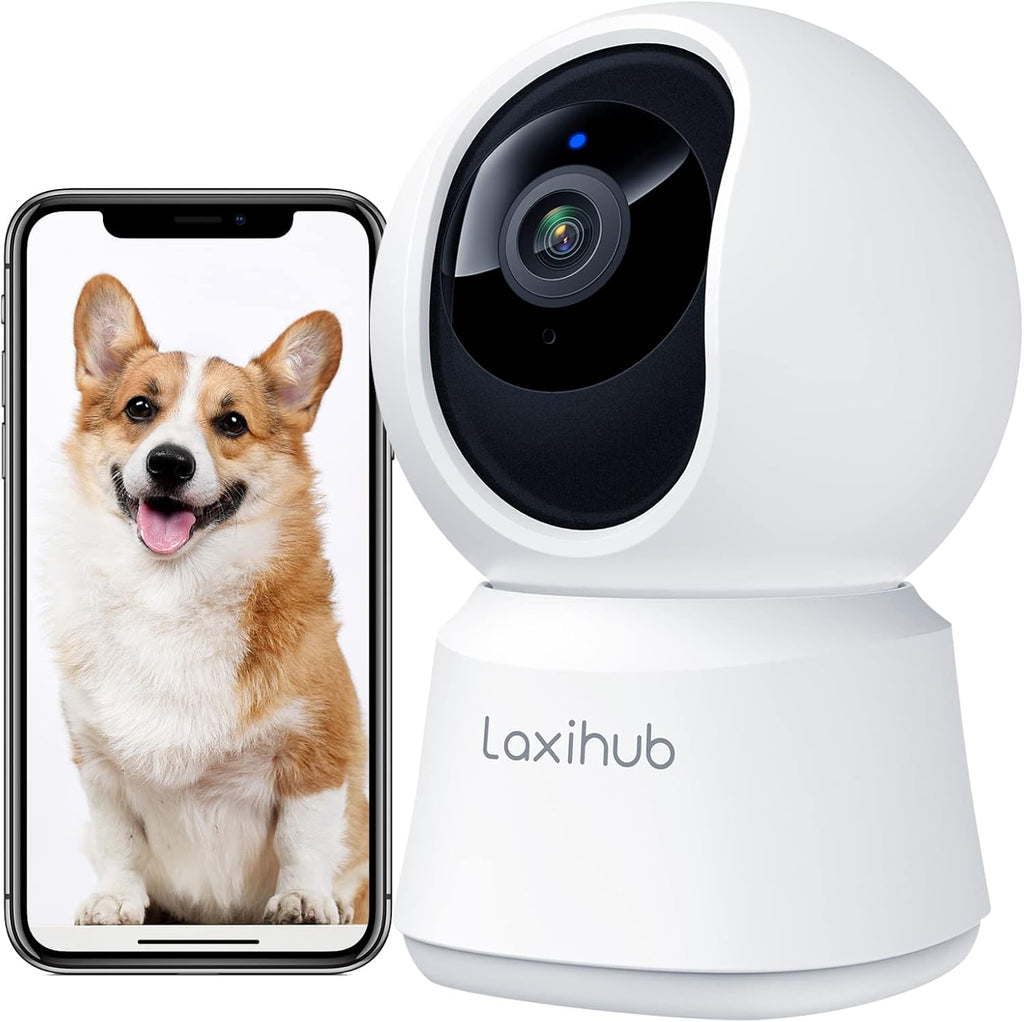 LAXIHUB 2K 3MP Pet Camera - Ultimate Indoor Security Solution for Dogs, Cats, and Babies with 360° View and Smart Features