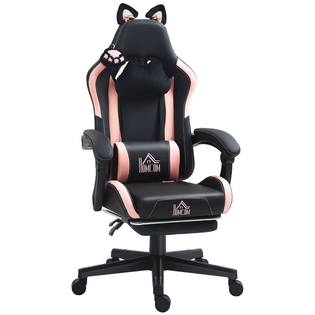 Experience Ultimate Comfort with the Ergonomic Racing Gaming Chair Featuring Recline and Footrest in Sleek Black Faux Leather