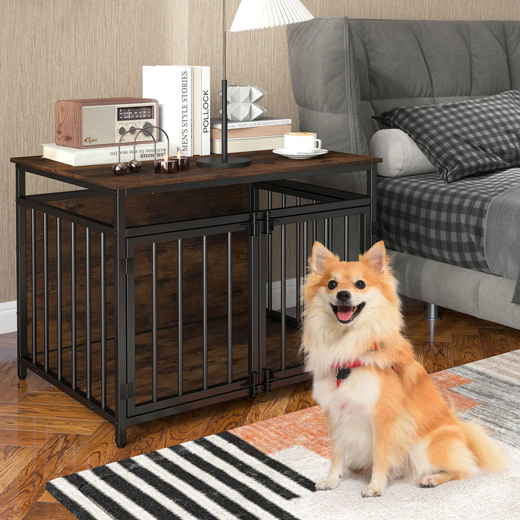 Stylish and Durable 3-Door Dog Crate with Hollow Top – The Perfect Home for Your Small to Medium Dogs!