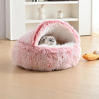 Indulge Your Pet with the Ultimate Hooded Faux Fur Cave Bed for Cats and Dogs - Soft, Cozy, and Calming Retreat