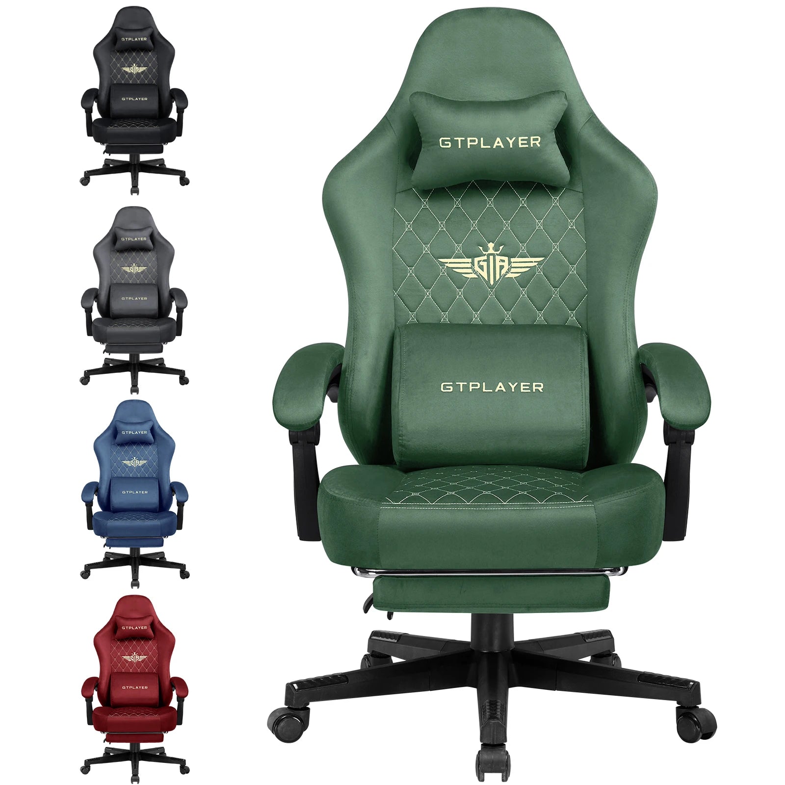 Ultimate Comfort: Ergonomic Fabric Gaming Chair with Adjustable Footrest and Lumbar Support for Home Office