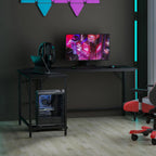 Versatile L-Shaped Desk with Integrated Power Outlet and Sturdy Metal Frame for Ultimate Workspace Efficiency