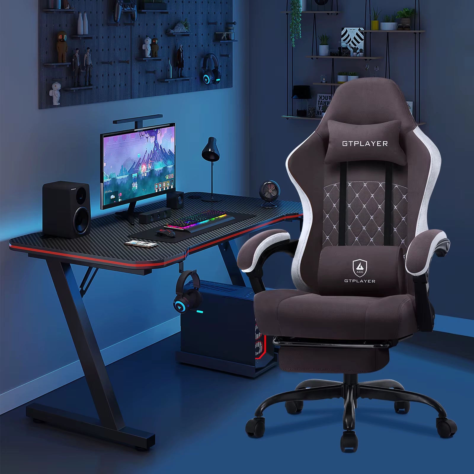 Revolutionary Ergonomic Gaming Chair with Footrest and Pocket Spring Cushion - Ultimate Comfort for Home Office and Gaming Enthusiasts