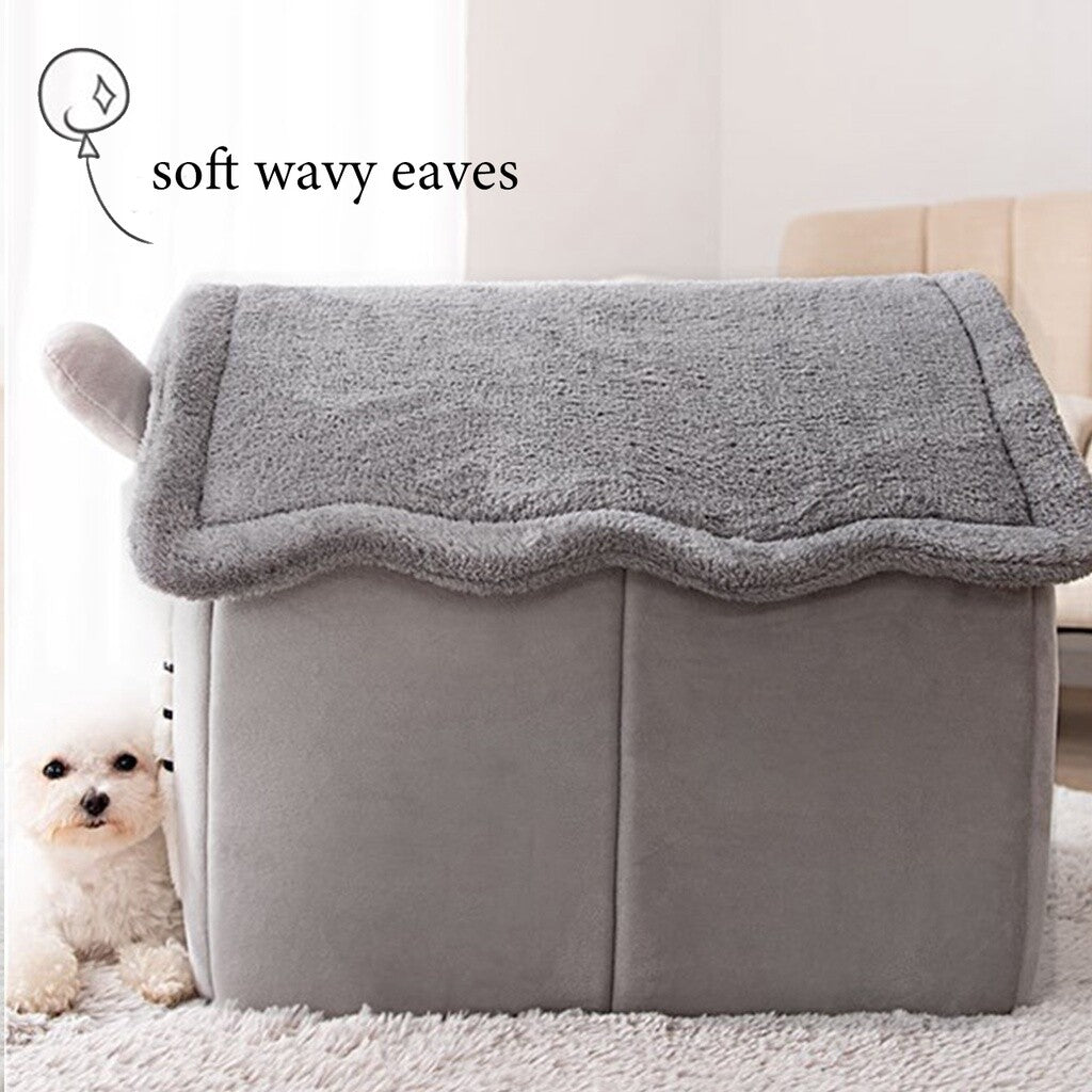 Cozy and Stylish Large Grey Pet Cat Bed - Perfect Warm House for Cats and Dogs!