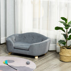 Luxurious Cozy Pet Sofa for Small Dogs & Cats - Elegant Wooden Frame with Removable Washable Cushion