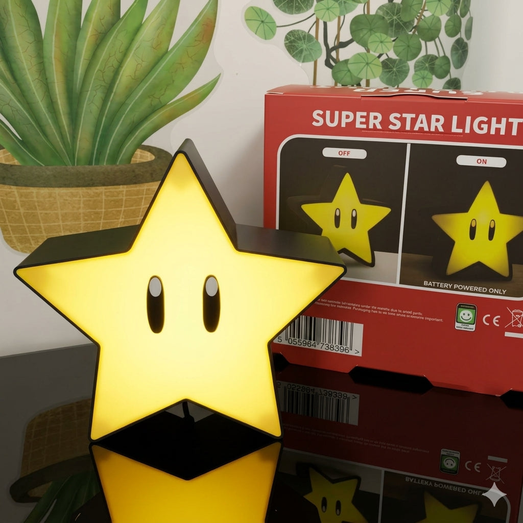 Brighten Your Child's Room with the Super Mario Bros Star LED Night Light - USB Rechargeable and Musical Fun for Kids - Ideal Gift in the UK