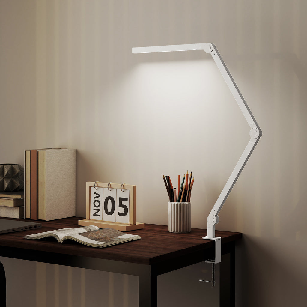 Versatile LED Desk Lamp with Dual Colour Modes - Dimmable Clamp Table Lamp for Study & Work - Sleek Black Design