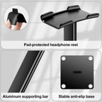 Elevate Your Audio Experience with the Sleek Black Aluminum Headphone Stand - The Ultimate Gaming and Earphone Display Solution