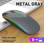 Experience Ultimate Comfort and Style with Our Slim Silent Rechargeable Wireless Mouse - RGB LED Design for Macbook, Laptop, and PC