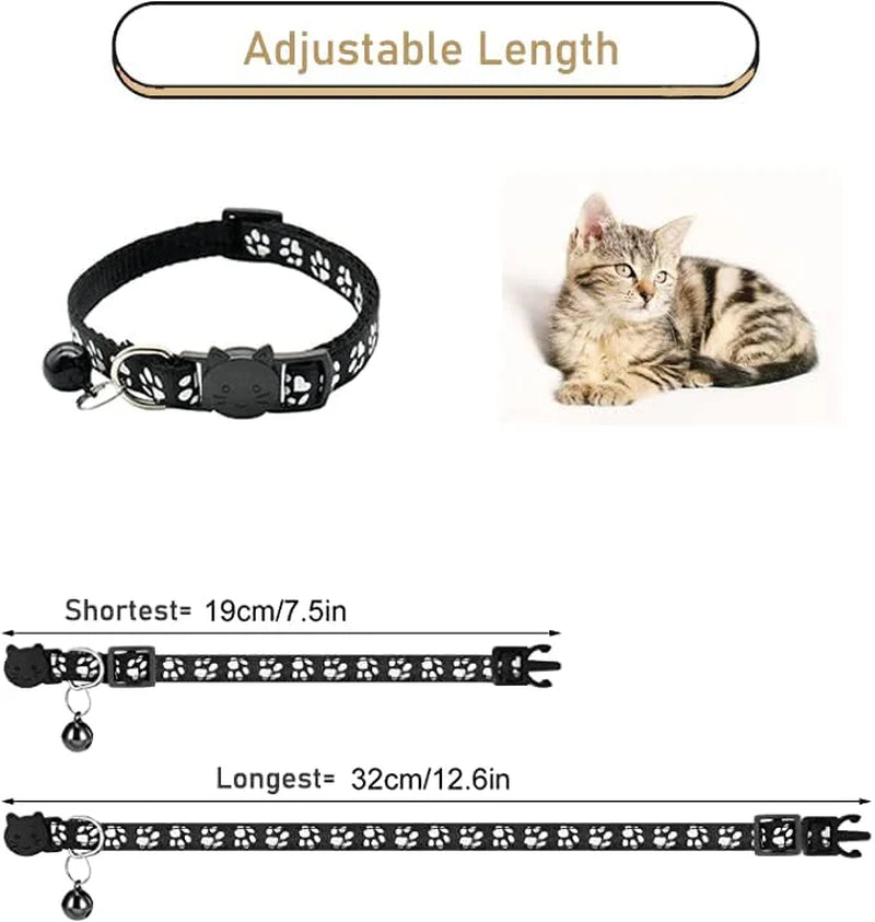 Keep Your Kittens Safe and Stylish with Our 2 Pack Reflective Black Cat Collars - Quick Release with Bell!