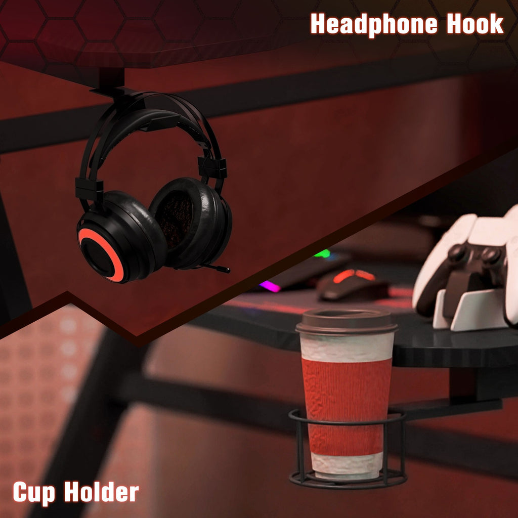 Transform Your Gaming Setup with the Sleek HOMCOM Adjustable Gaming Desk Featuring Steel Frame and Convenient Cup & Headphone Holder